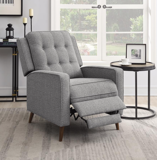 Davidson Push Back Recliner in Gray Woven Fabric