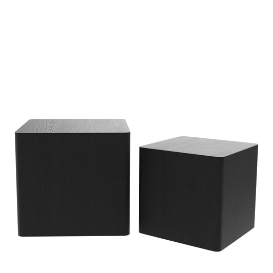 Modern 2 Piece Nesting Accent Table Set in Black