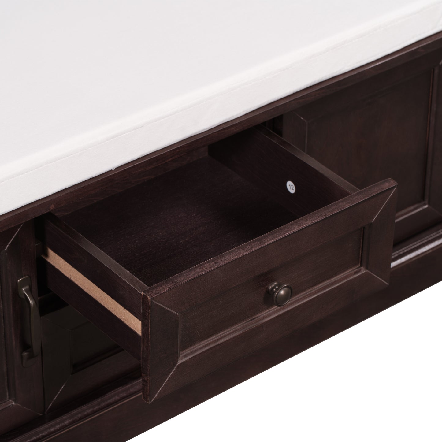 TREXM Storage Bench with 2 Drawers and 2 Cabinets - Espresso