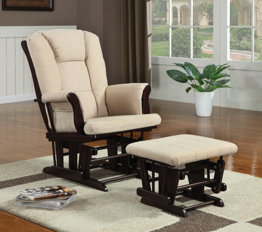 Glider With Ottoman Beige And Espresso