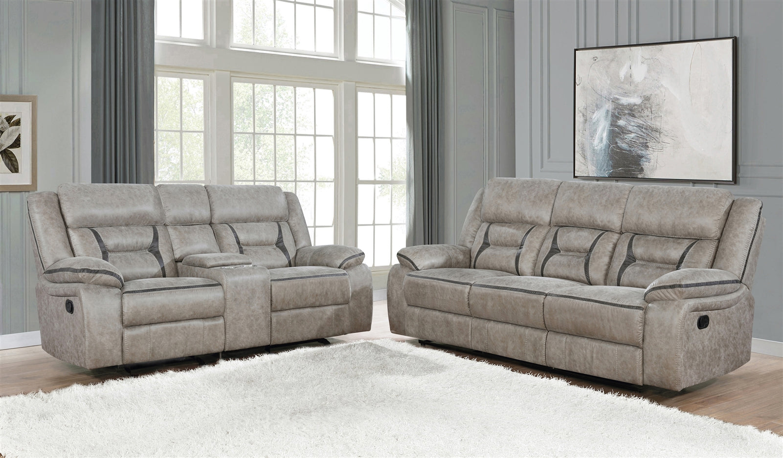 Greer Taupe Motion Sofa - Coaster 651351