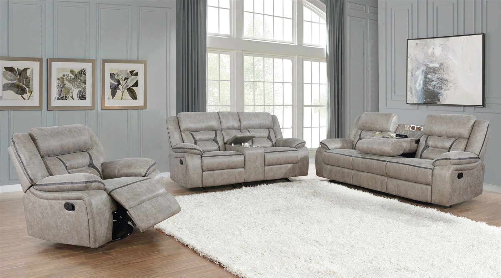 Greer Taupe Motion Sofa - Coaster 651351