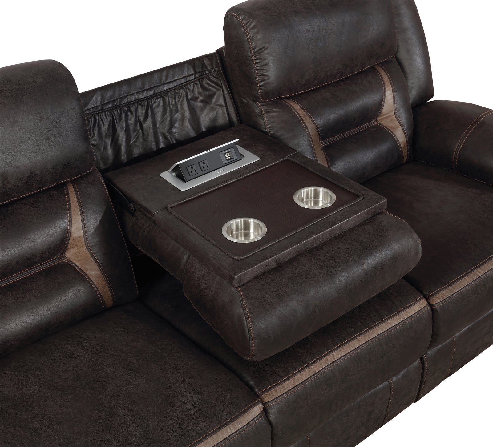 Greer Dark Brown Motion Sofa - Coaster 651354