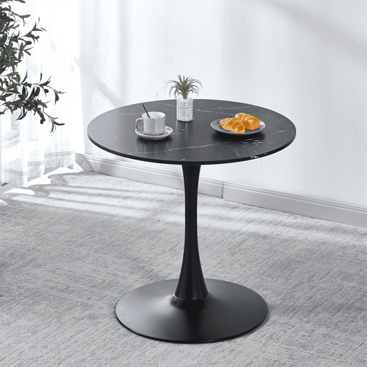 EGO Store 31" Black Faux Marble Tulip Table