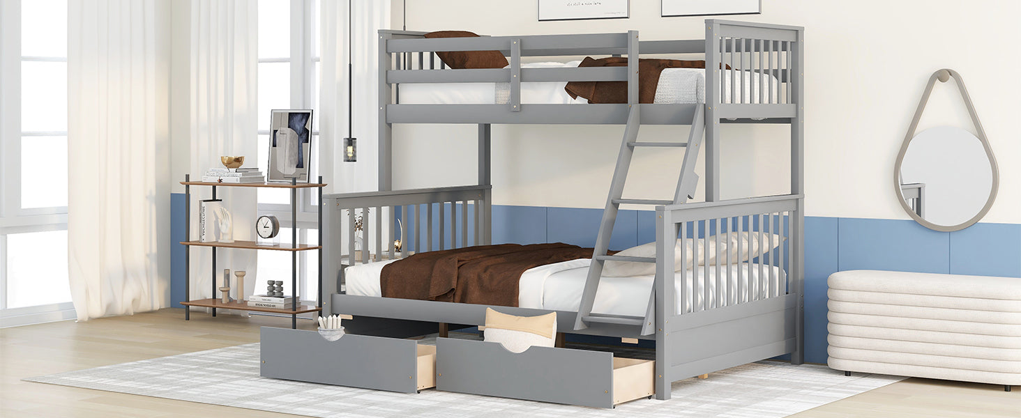 Twin over full bunk bed with storage sale drawers