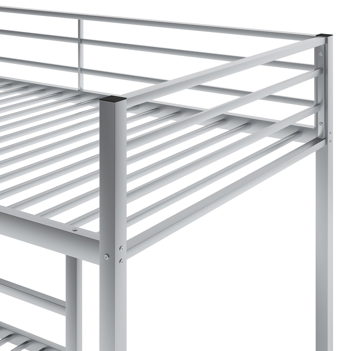 WM Store Twin over Twin Metal Bunk Bed, Low Bunk Bed with Ladder,Silver