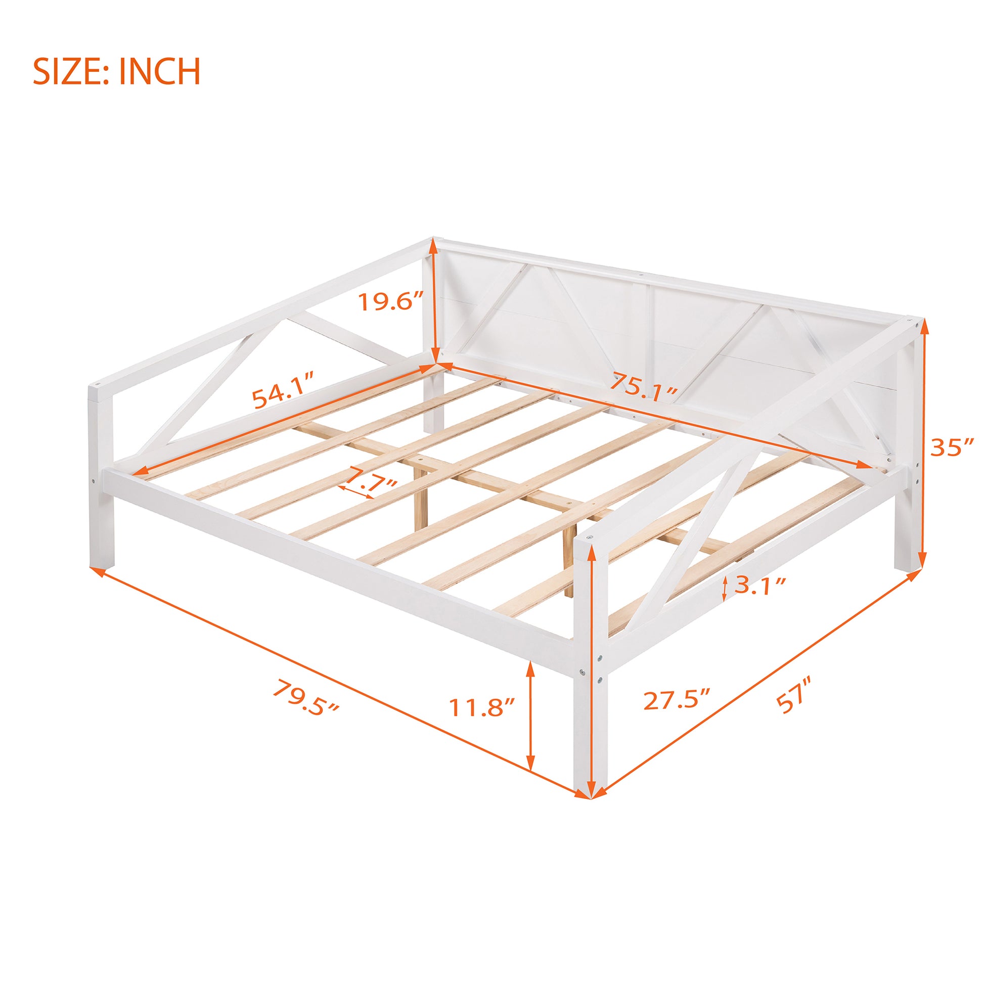 Full size Daybed, Wood Slat Support, White