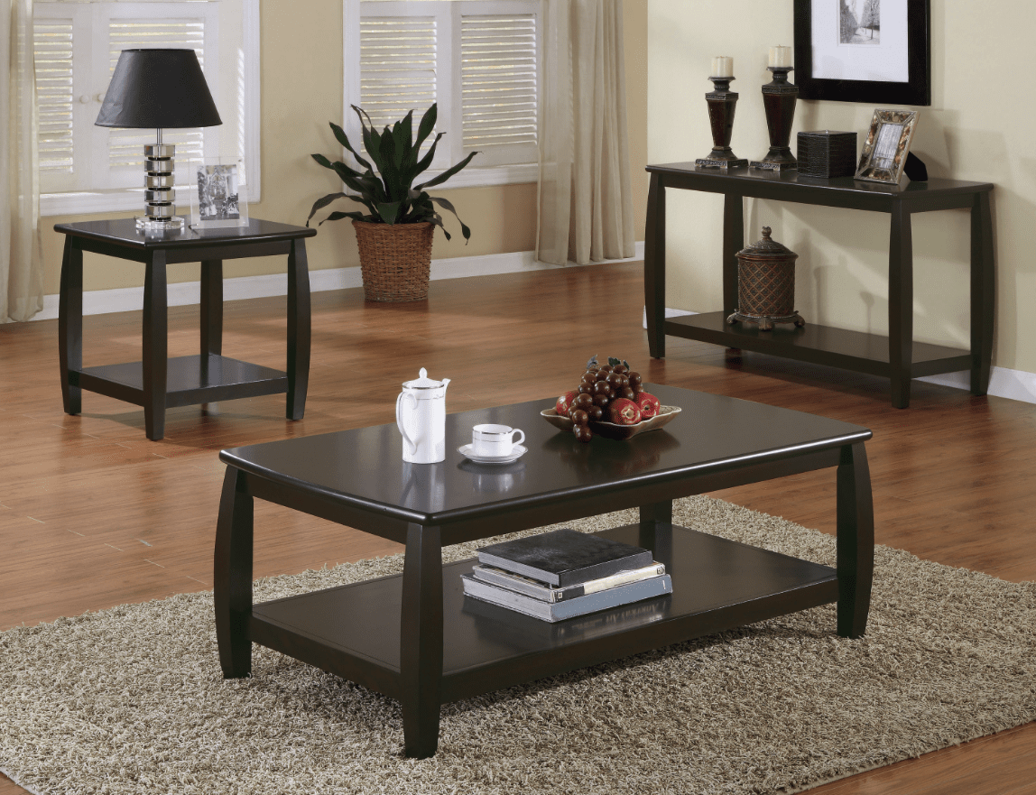 Square End Table With Bottom Shelf Espresso