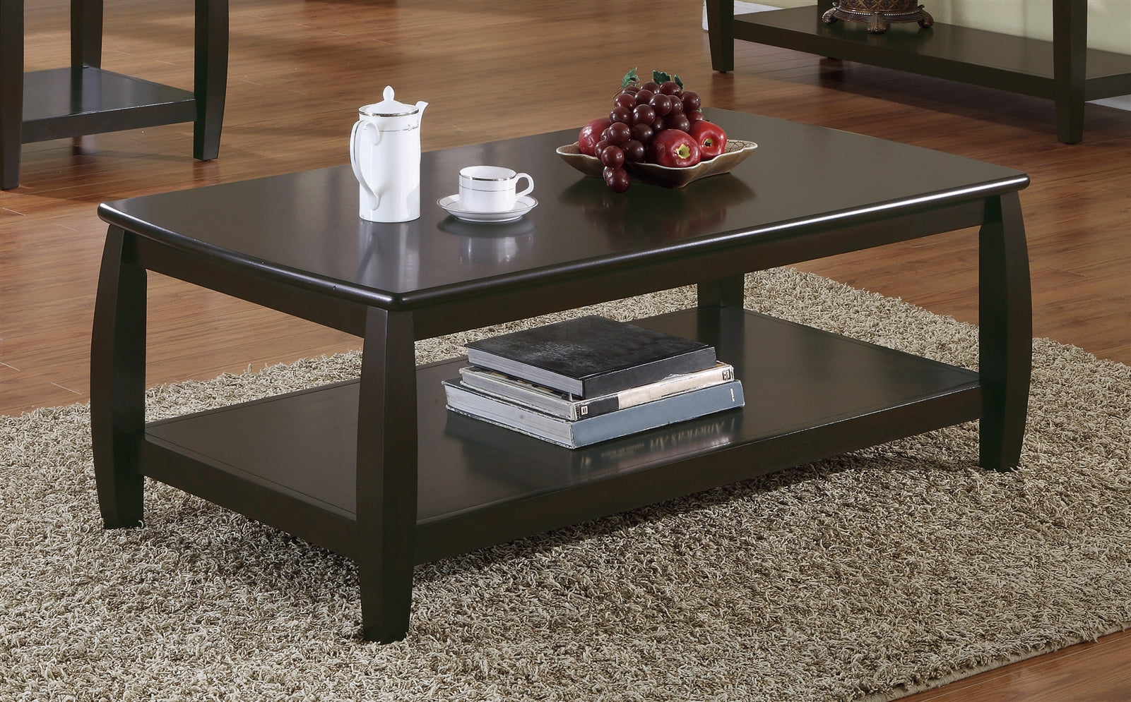 Rectangular Coffee Table With Lower Shelf Espresso