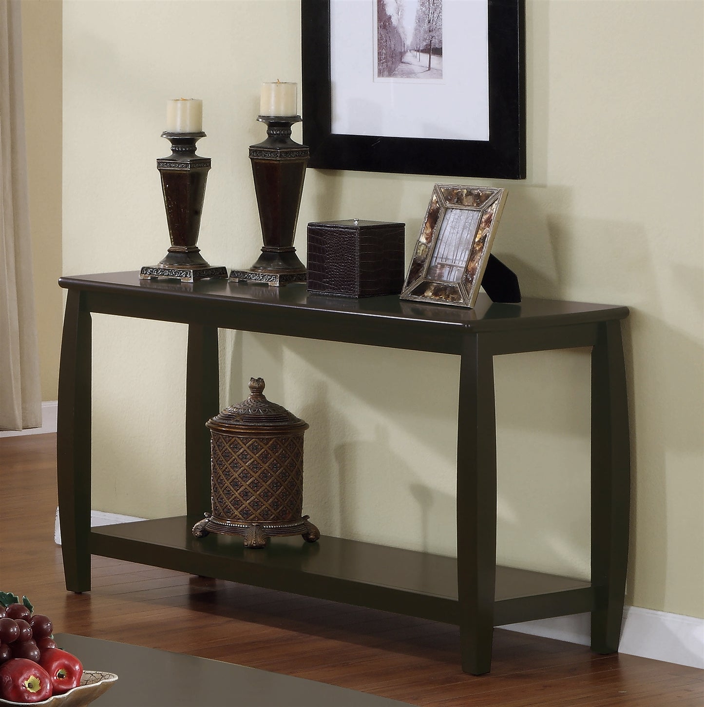 Rectangular Sofa Table With Lower Shelf Espresso