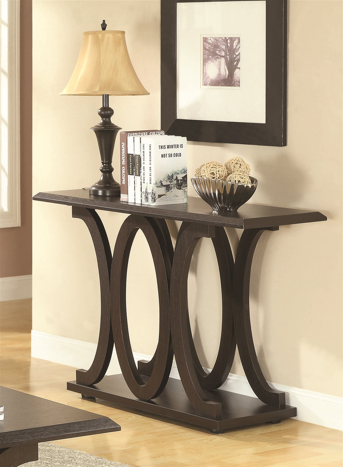 Jenni Transitional Style C-Shaped Sofa Table