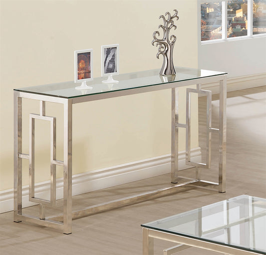 Contemporary Sofa Table in Nickel Finish