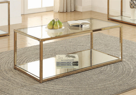 Coffee Table With Mirror Shelf Chocolate Chrome