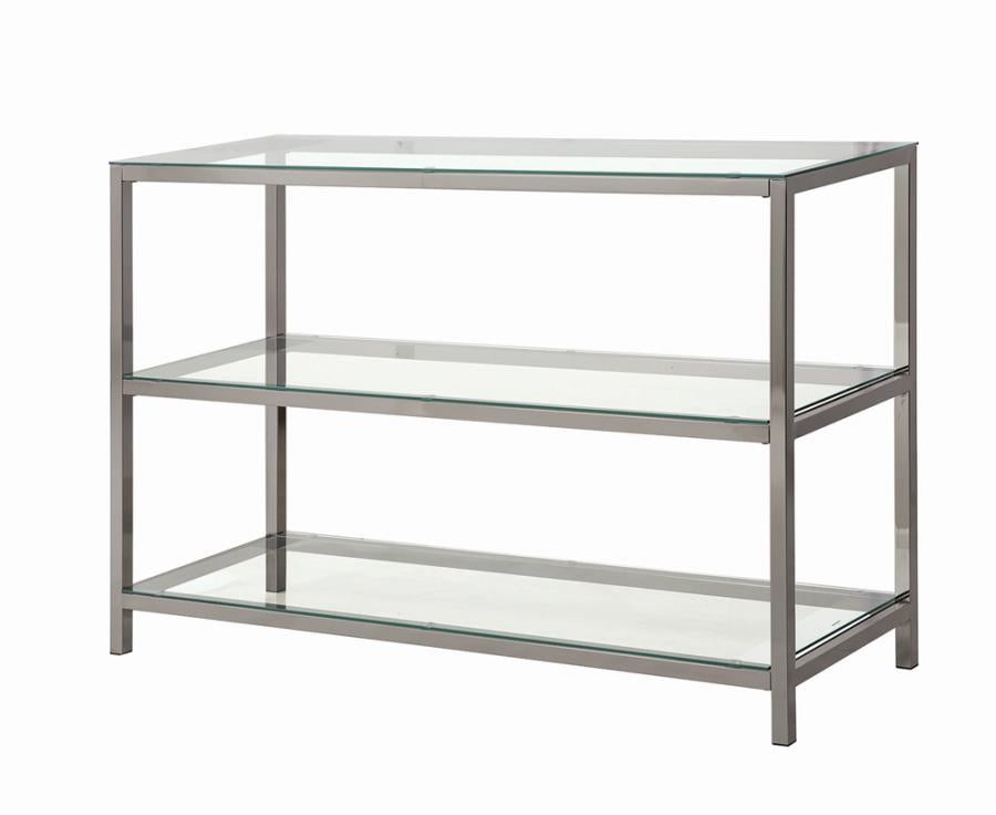 Ontario Sofa Table With Glass Shelf Black Nickel