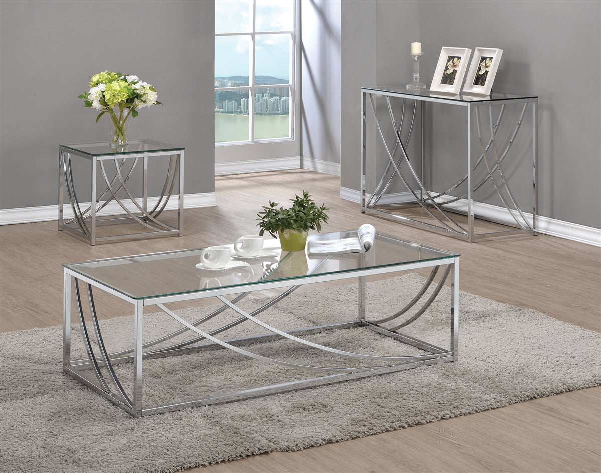 Glass Top Rectangular Coffee Table Accents Chrome