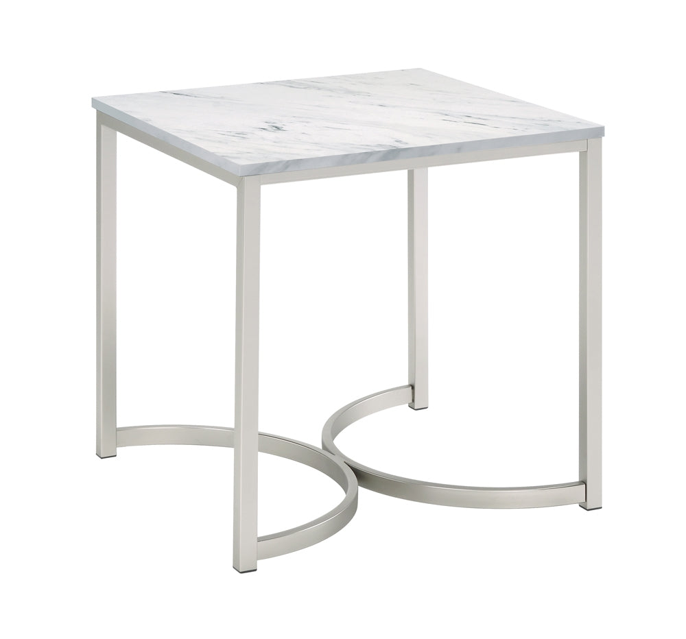 Any Modern White Faux Marble Coffee Table