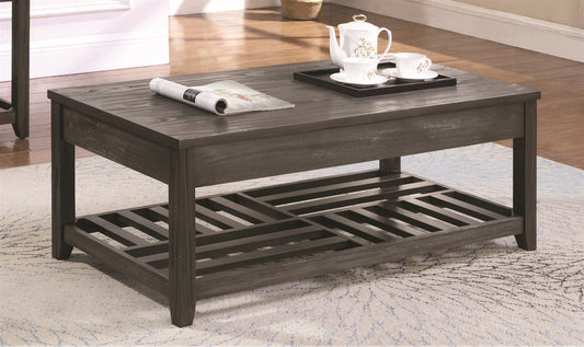 Hugh Transitional Grey Lift Top Coffee Table