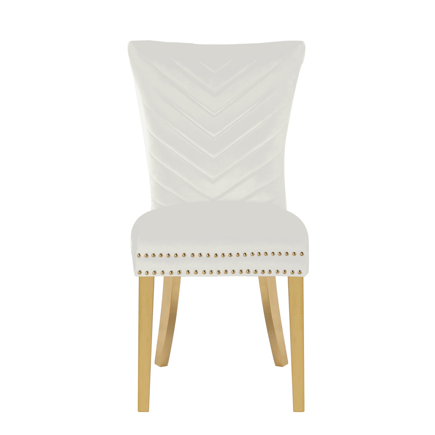 Eva Transitional Velvet Dining Chair with Gold Legs in Beige Set of 2