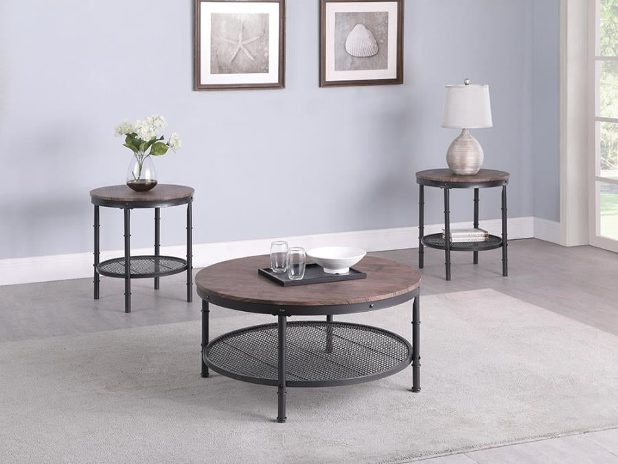 3 PC Occasional Set - Weathered Brown & Black