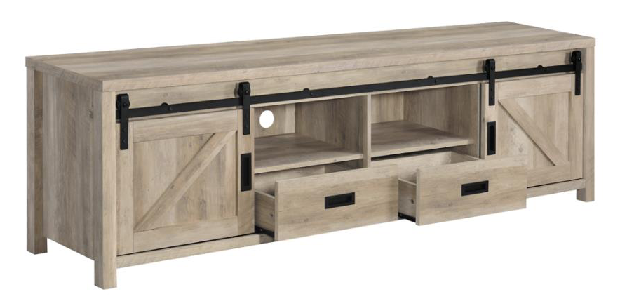 Rectangular TV Console with 2 Sliding Doors