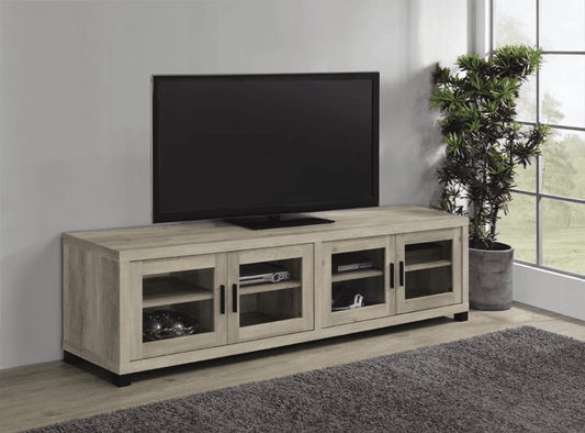 Rectangular TV Console with Glass Doors