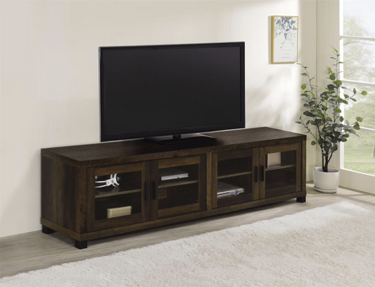 Rectangular TV Console with Glass Doors