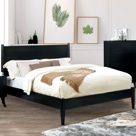 Lennart II Mid-Century Modern Black King Platform Bed