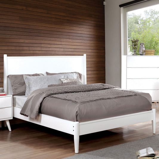 Lennart II White Finish Mid-Century Modern Full Platform Bed