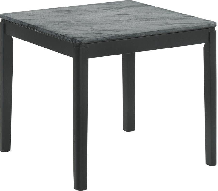 Rectangular End Table Faux Grey Marble and Black