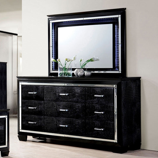 Bellanova Crocodile Embossed Black & Chrome Dresser