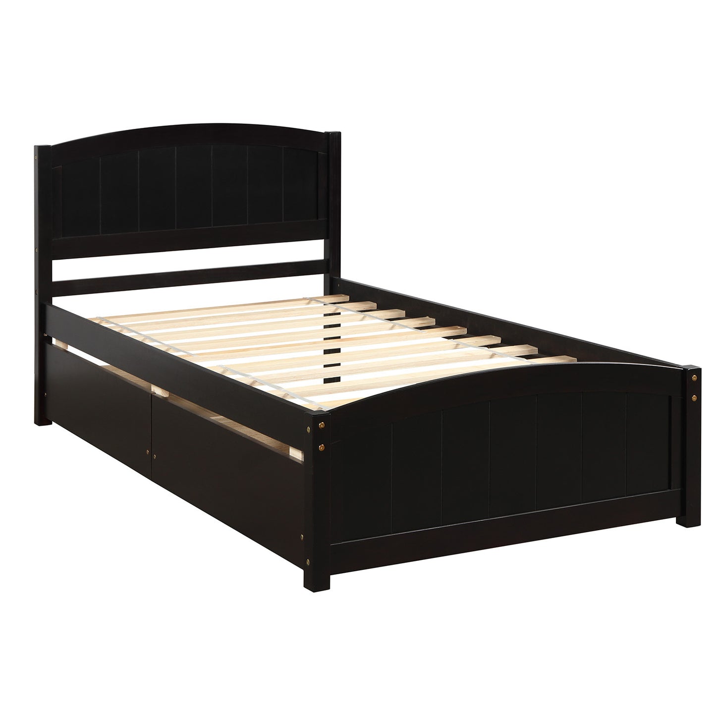 Homey Life Twin size Platform Bed with Two Drawers, Espresso