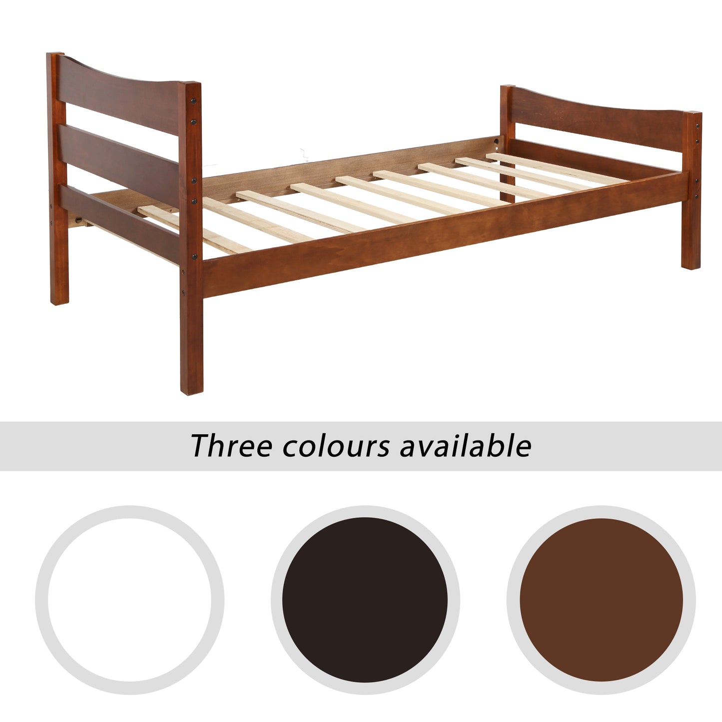 Traditional Twin Size Wooden Platform Bed in Walnut