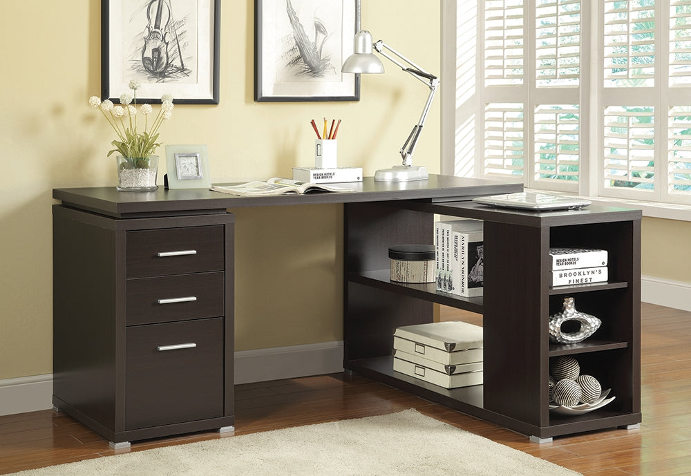 Yvette L-Shape Cappuccino Finish Office Desk