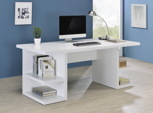 Alice Writing Desk White with Open Shelves