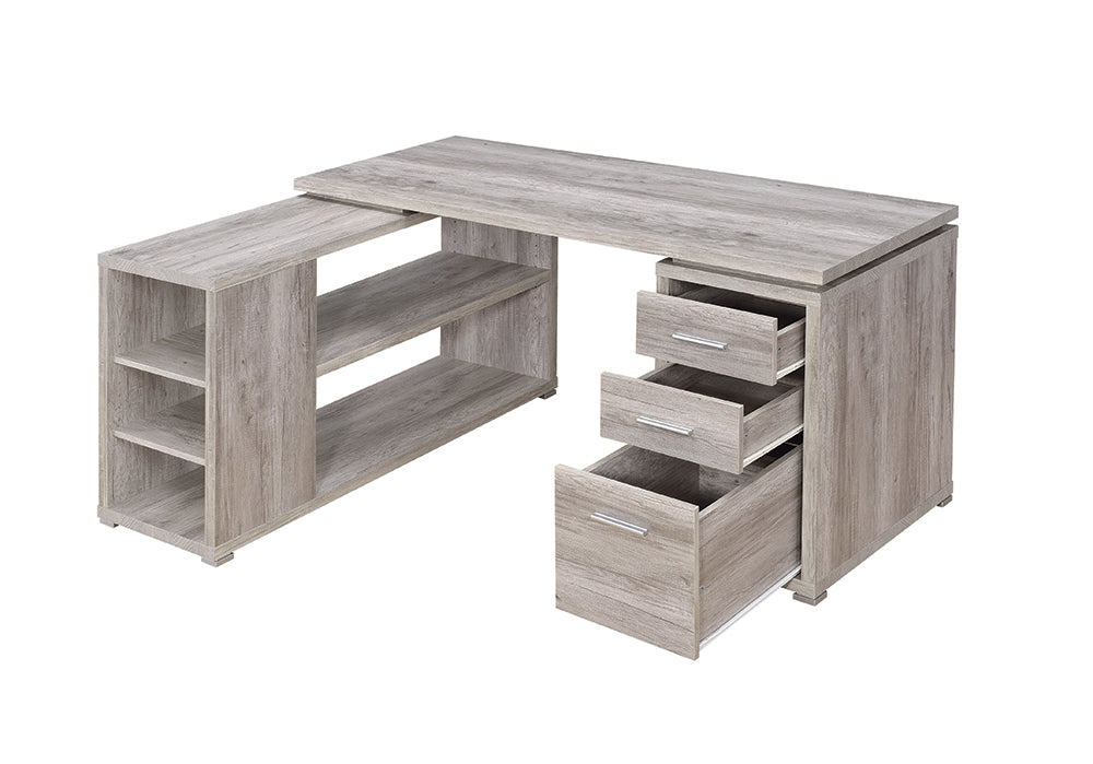 Yvette L-Shape Weathered Driftwood Finish Office Desk