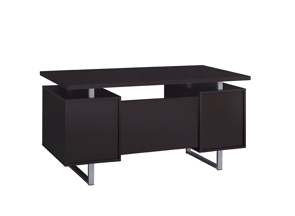 Glaven Double Pedestal Office Desk with Metal Sled Legs & Floating Desk Top