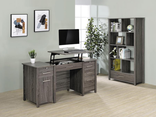 Dylan Lift Top Office Desk in Weathered Gray