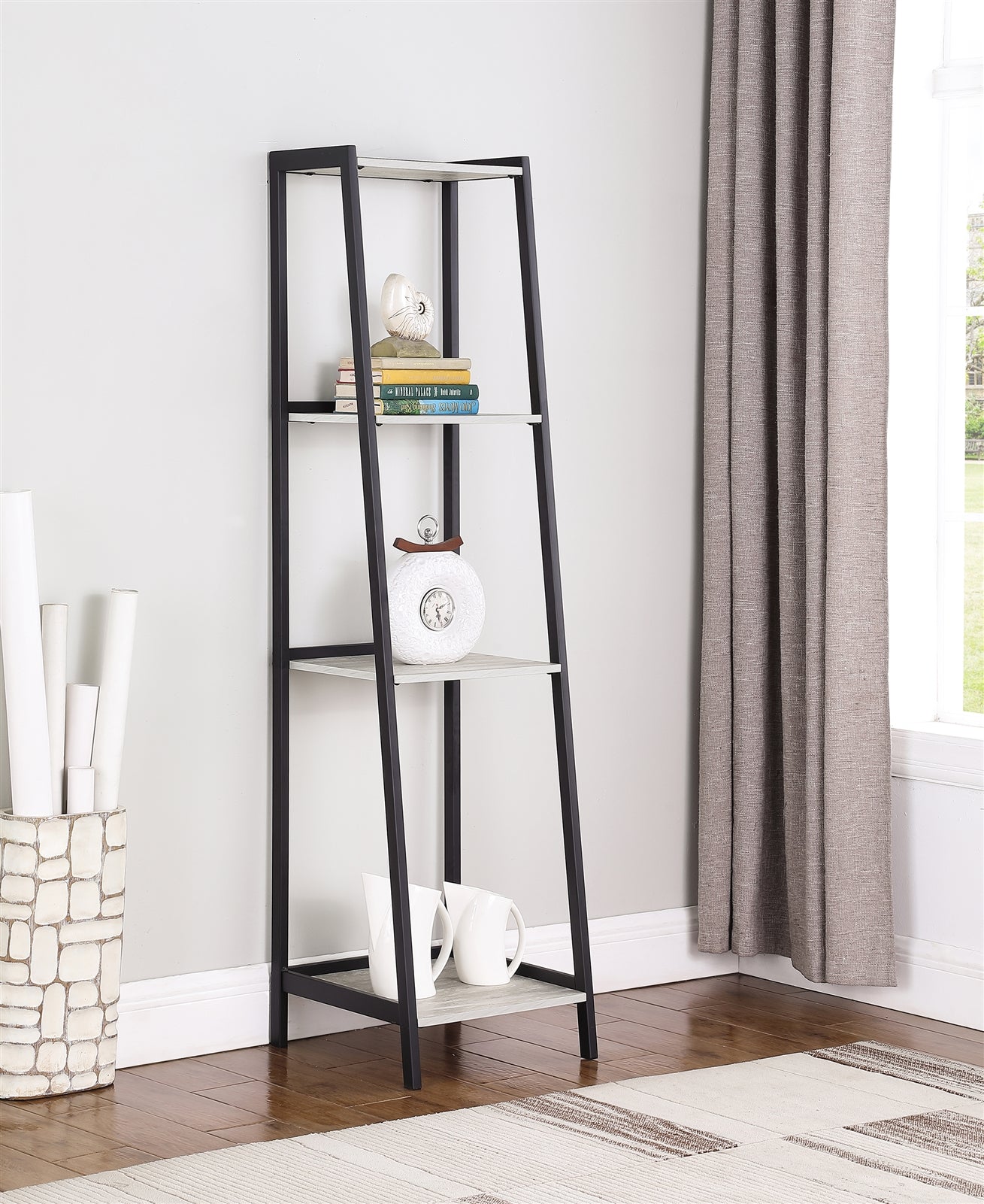 Pinckard Ladder Bookcase in Faux Grey Stone