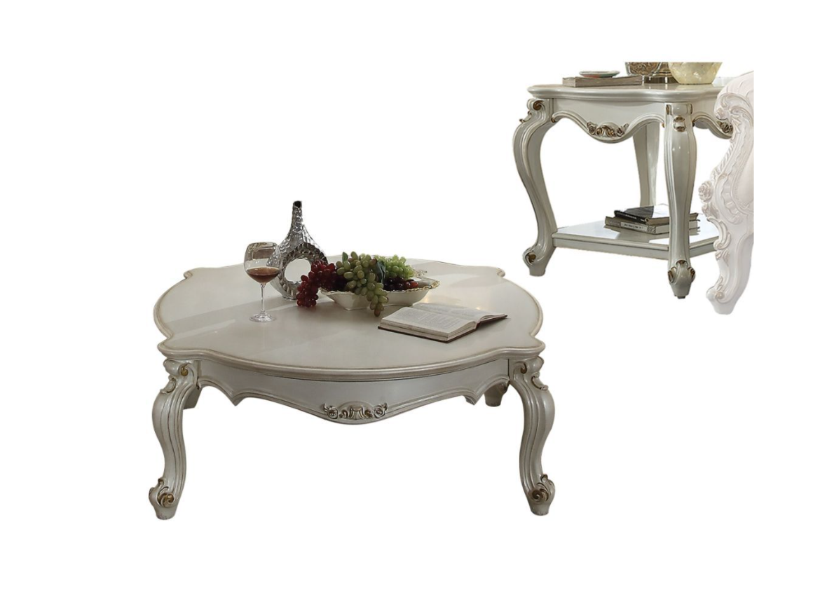 Picardy Solid Wood Coffee Table in Antique Pearl