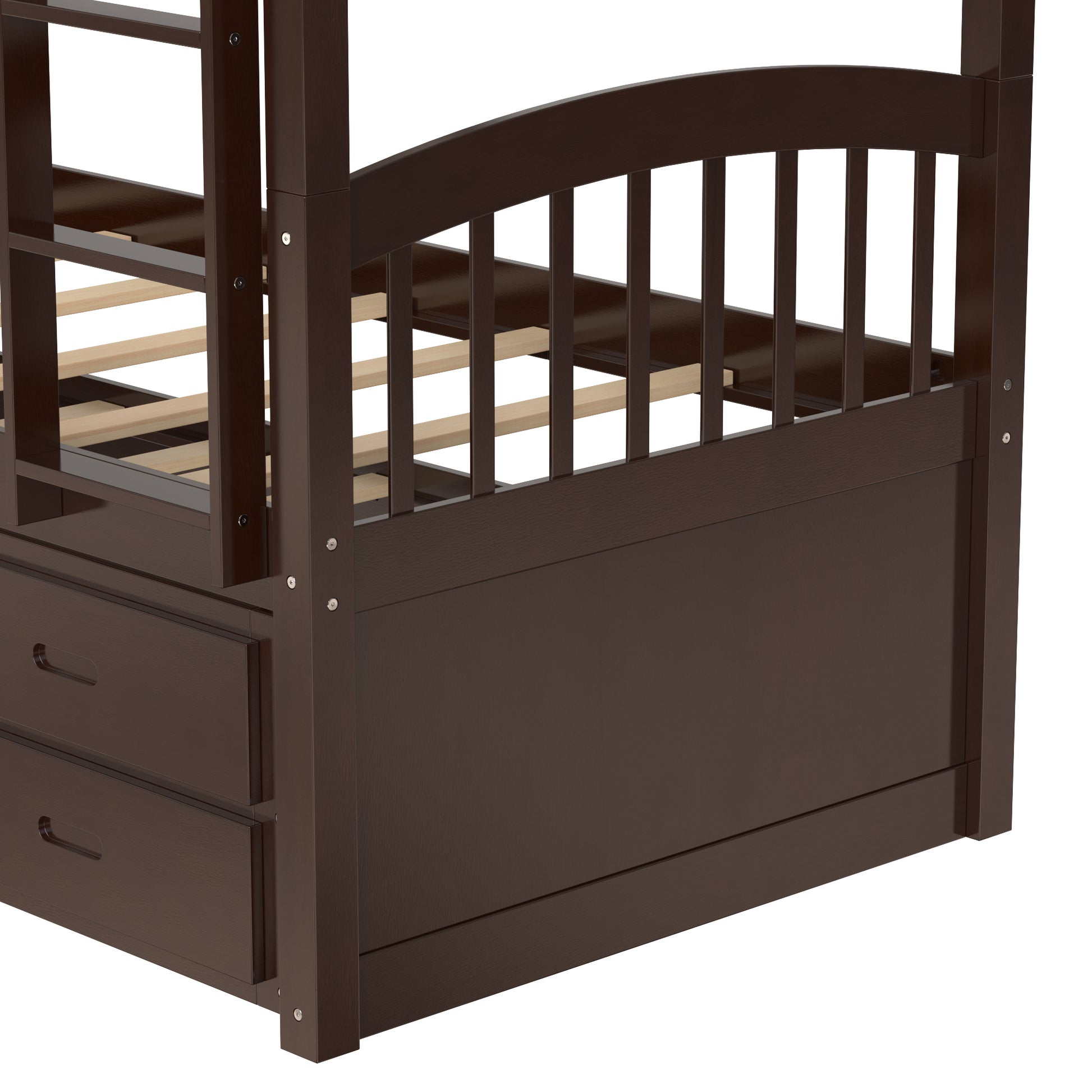 Jensen Twin over Twin Wood Bunk Bed with Trundle and Drawers, Espresso