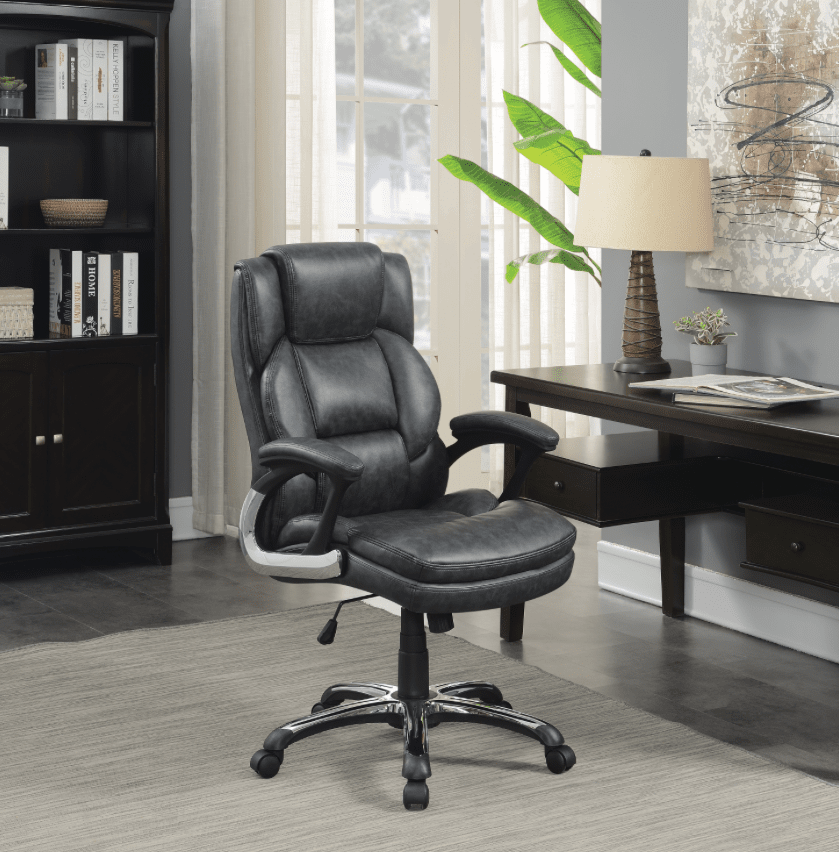 Adjustable Height Office Chair With Padded Arm Grey And Black