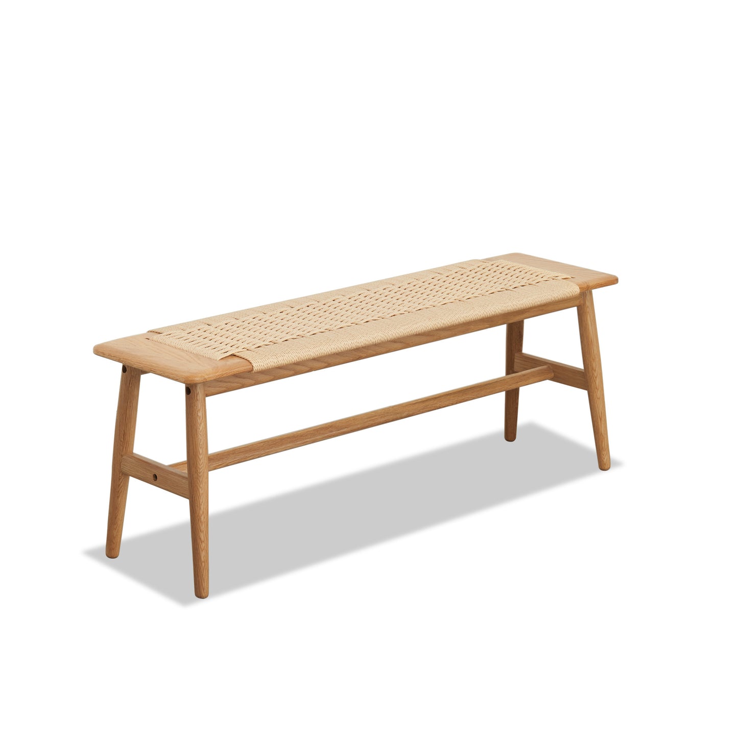 Yeswood Woven Design Natural Solid Oak Wood Bench