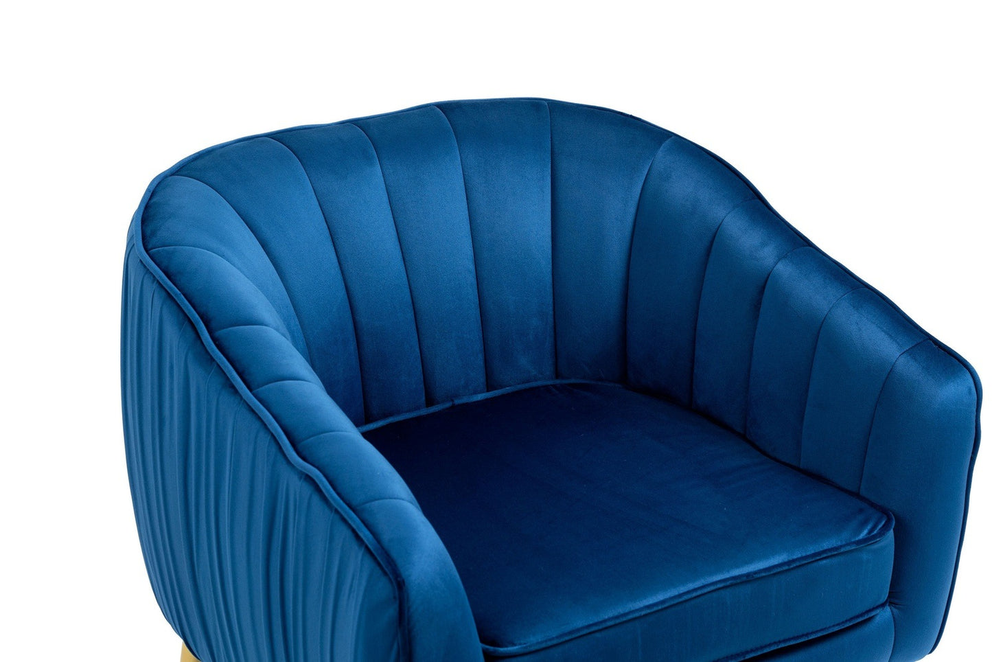 Velvet Accent Chair with Ottoman Set in Blue