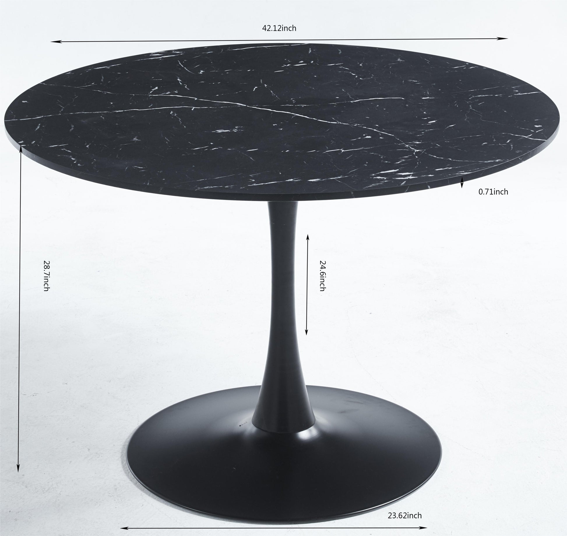 42.1" Modern Black Faux Marble Tulip Table