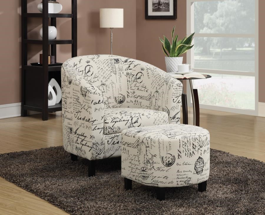 2-Piece Upholstered Accent Chair & Ottoman Off White