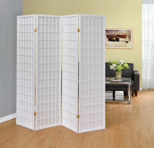 4-Panel Folding Screen Gold And White