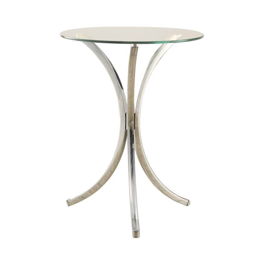 Round Accent Table With Curved Legs Chrome