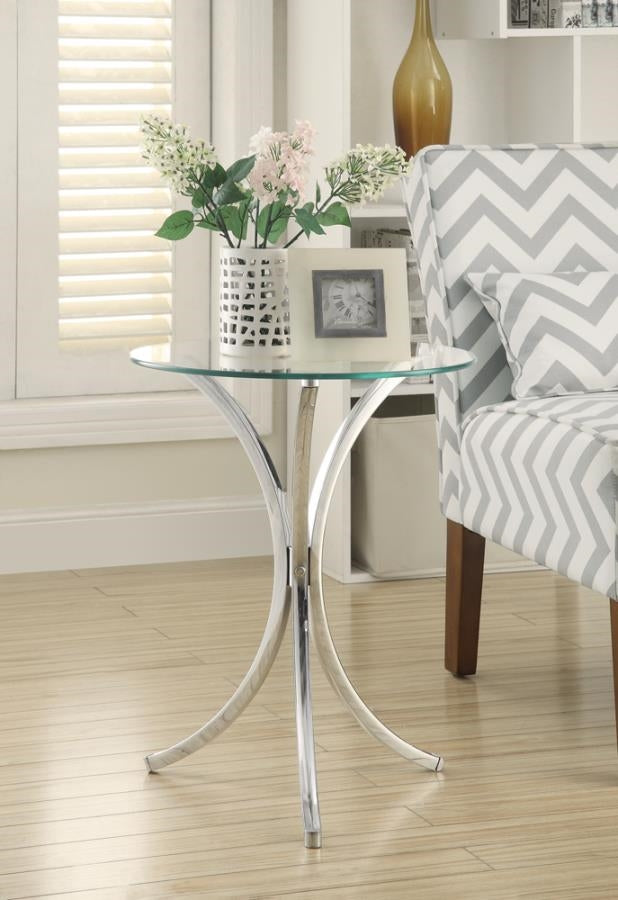 Round Accent Table With Curved Legs Chrome