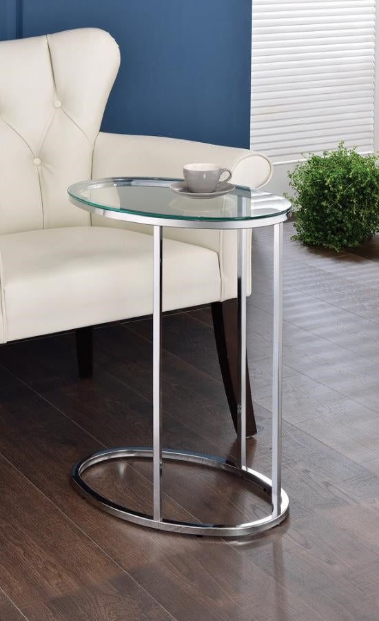 Oval Snack Table Chrome & Clear