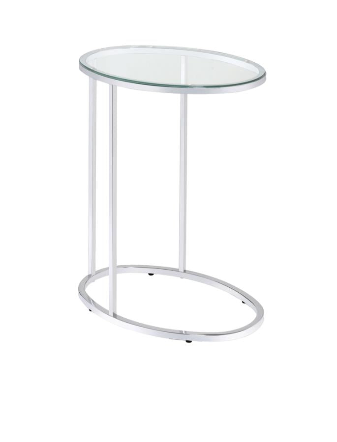 Oval Snack Table Chrome & Clear